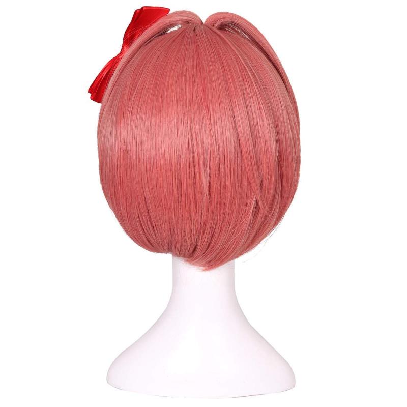 Coral Pink Wig with Bowknot