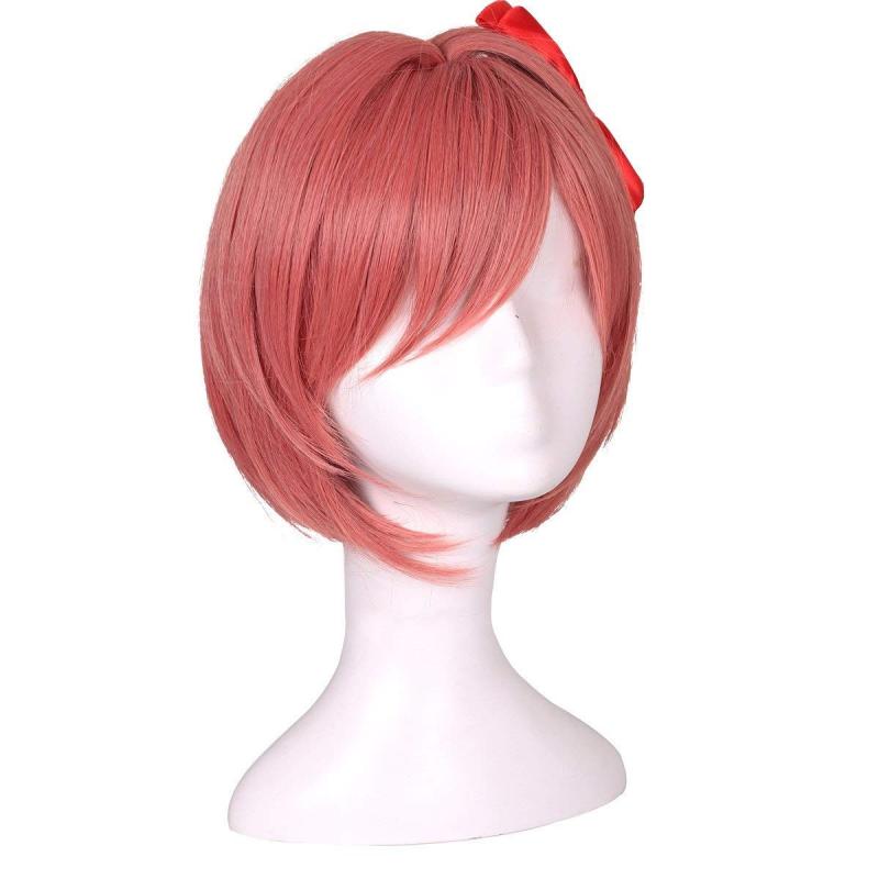 Coral Pink Wig with Bowknot