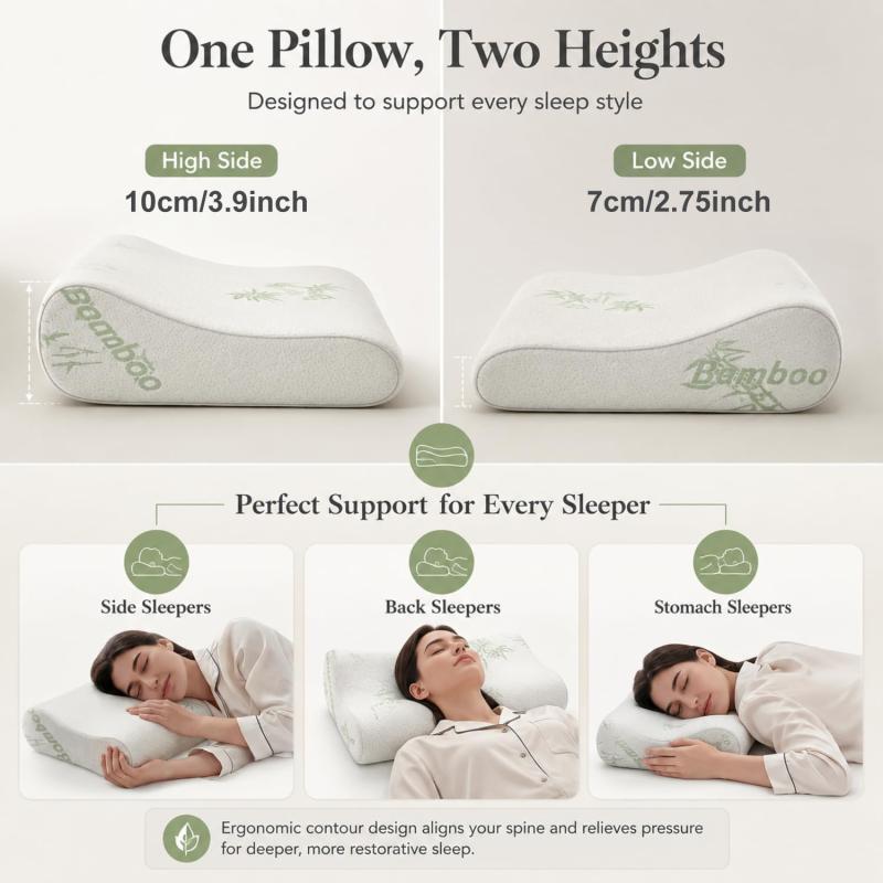 Bed Pillow Rayon Bamboo Memory Foam