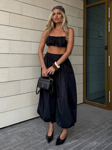 womens cotton loose lantern style wide leg pants