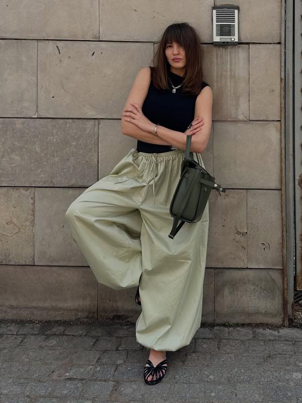 womens cotton loose lantern style wide leg pants