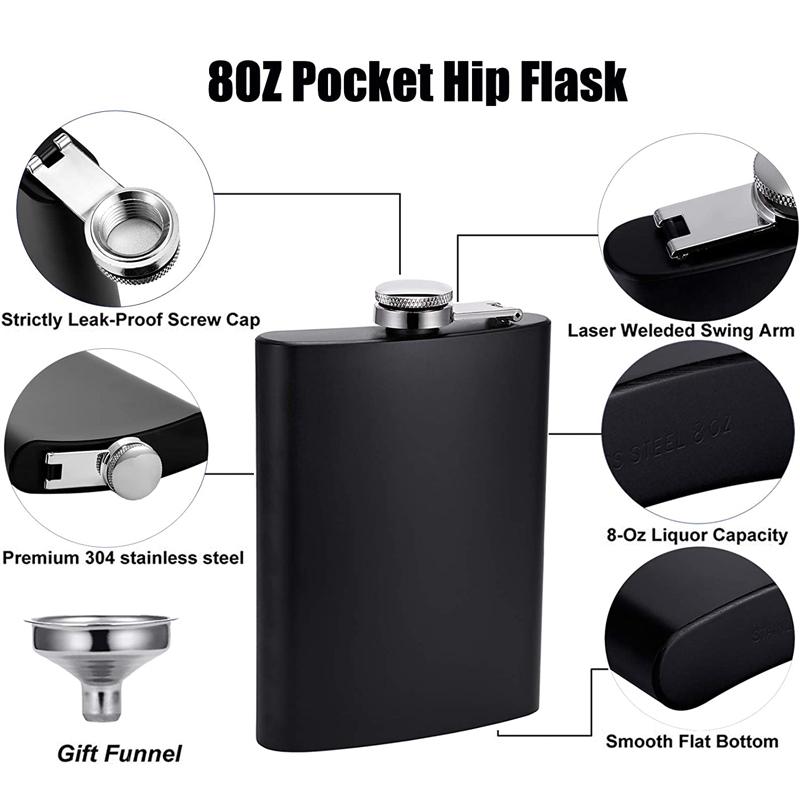 Matte Black Hip Flask
