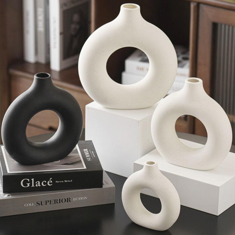 Flat Vase Donut Shape Flower Pot