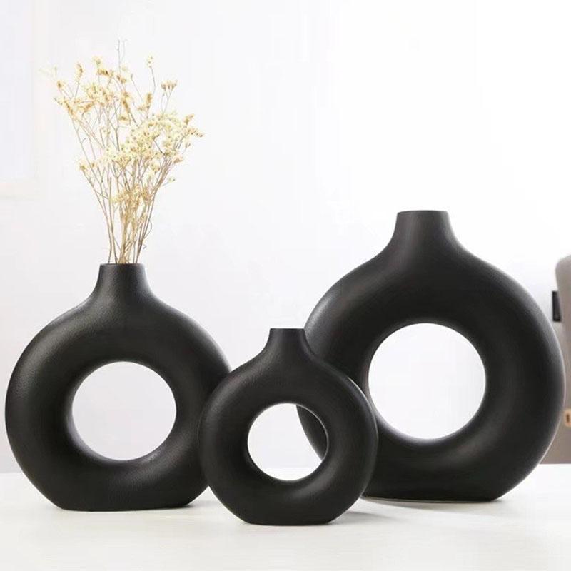 Flat Vase Donut Shape Flower Pot