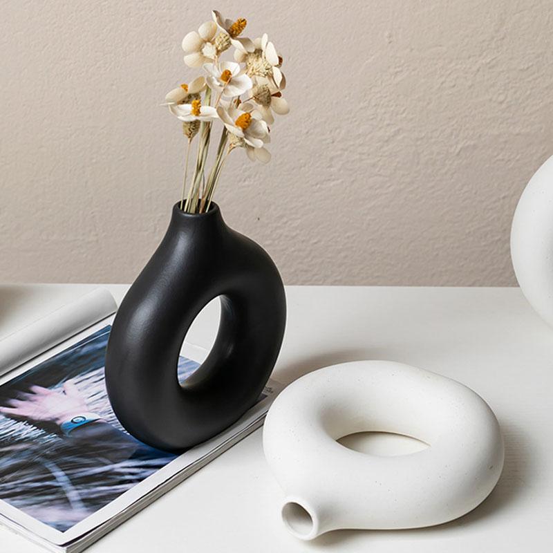 Flat Vase Donut Shape Flower Pot