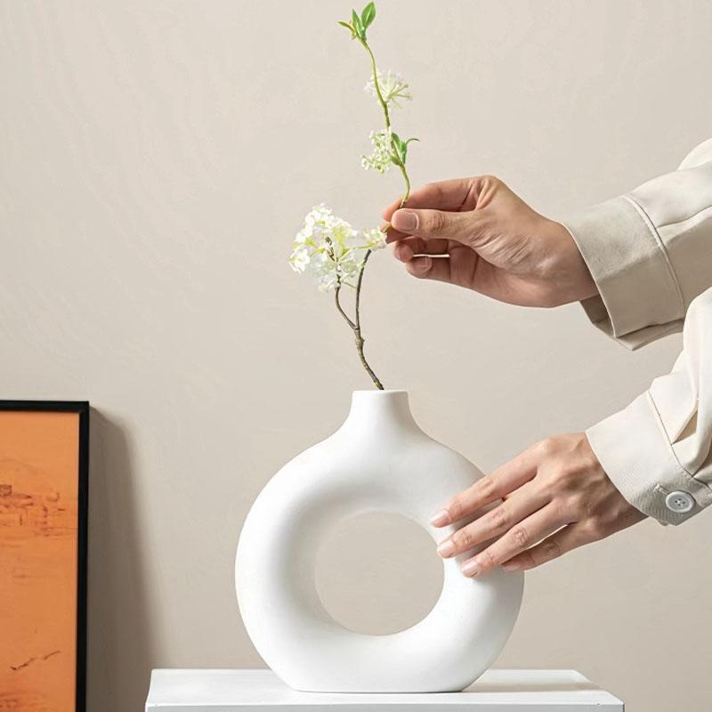 Flat Vase Donut Shape Flower Pot