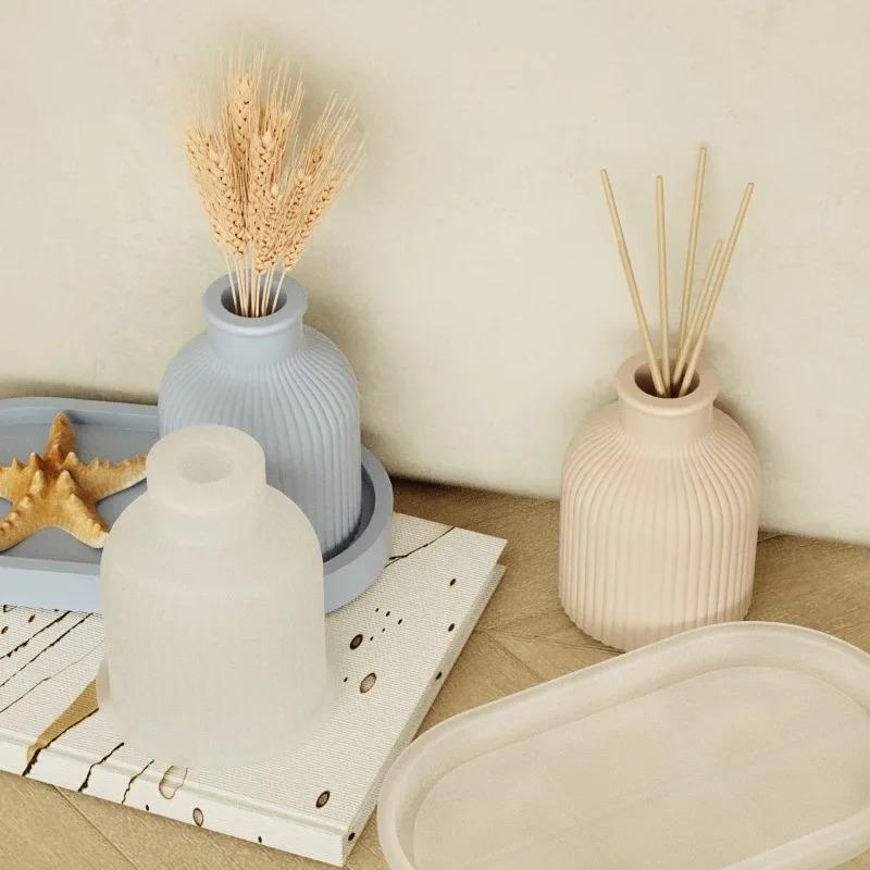 DIY Tray Silicone Mold Gypsum Cement Flower Pot Vase Mold