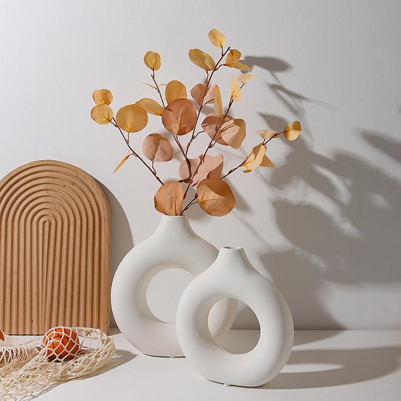 Nordic White Flower Vase Designed Plastic Plant Pot Flower