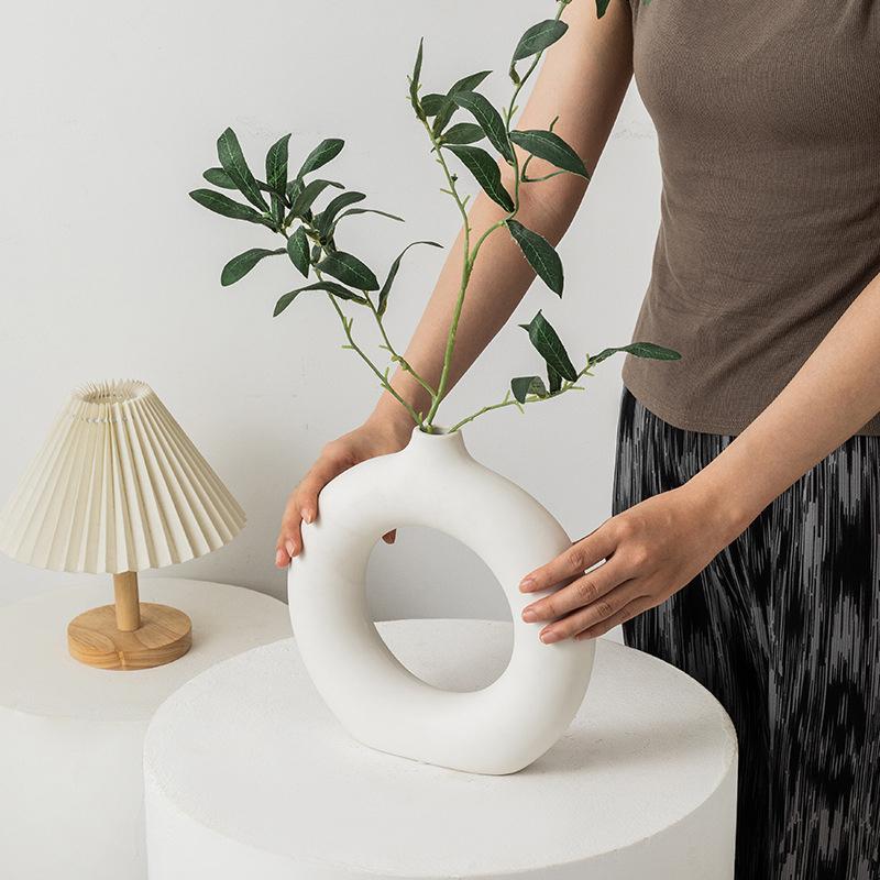 Nordic White Flower Vase Designed Plastic Plant Pot Flower