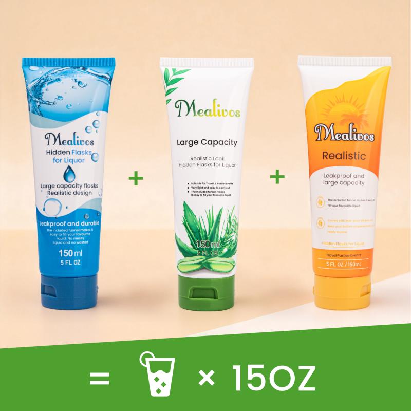 Lotion Flasks 3 Pack (15 oz Total)