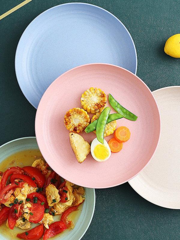 4pcs Lightweight Wheat Straw Plates