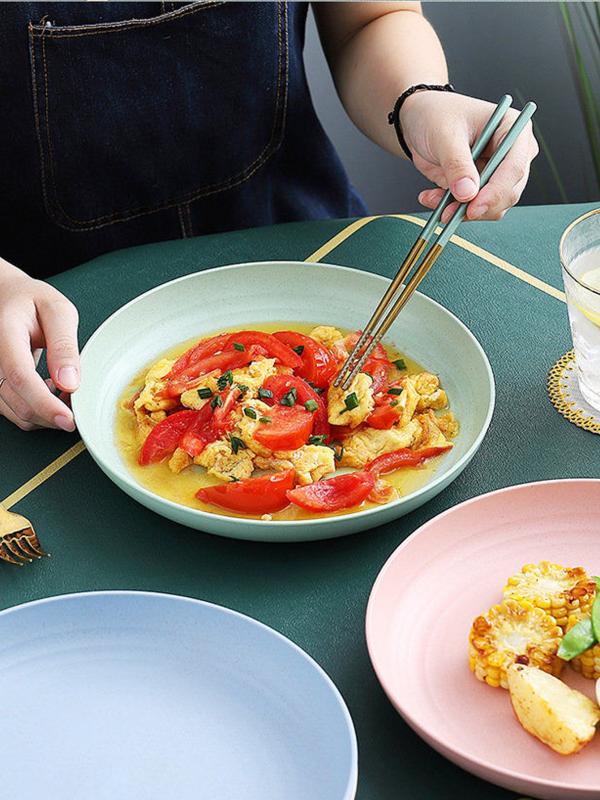 4pcs Lightweight Wheat Straw Plates