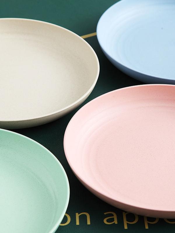 4pcs Lightweight Wheat Straw Plates