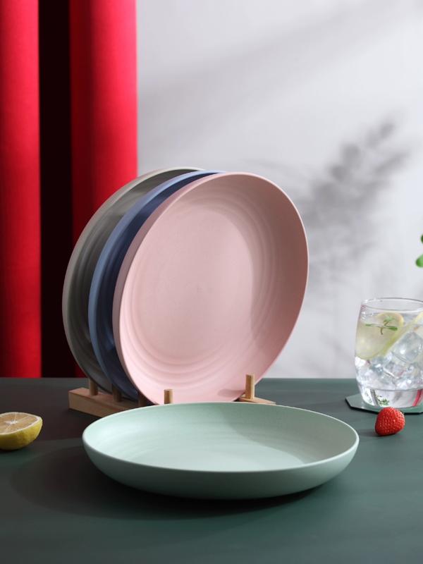 4pcs Lightweight Wheat Straw Plates