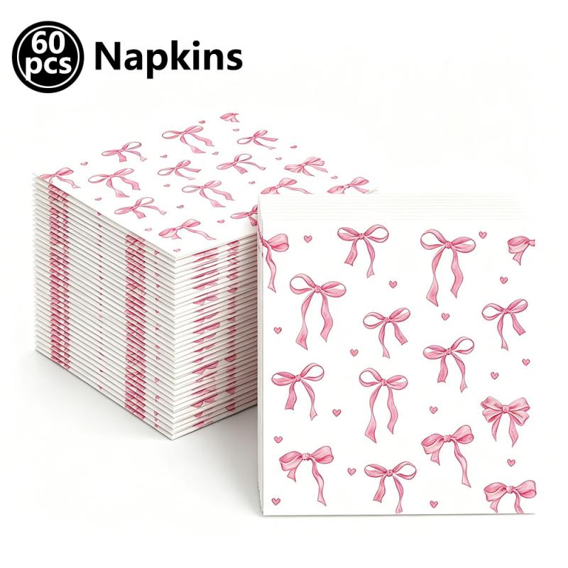 Pink Bow Disposable Tableware Napkins