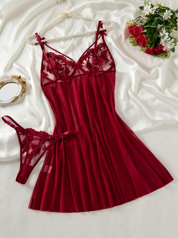 Wine Red Ladies' Countryside Style Wheat Ear Embroidery Se
