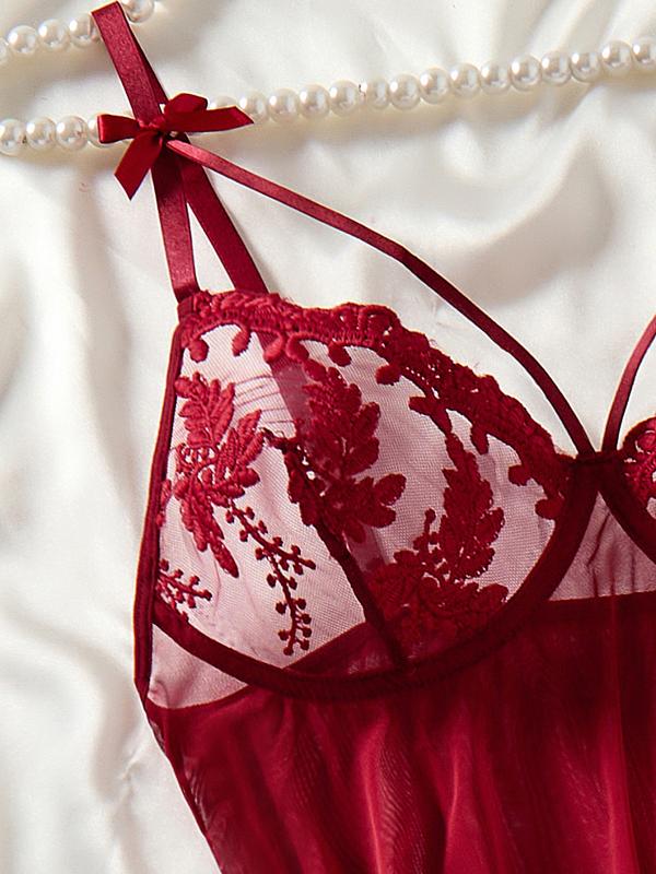 Wine Red Ladies' Countryside Style Wheat Ear Embroidery Se