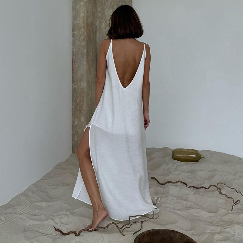 HiLoc Casual Loose White Long Dress Robe 2025