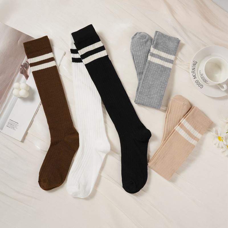 Women Striped Cotton Long Socks