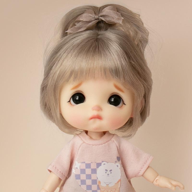 Doll Wig Cute Bangs Ponytail Soft Mohair Wig Suitable for