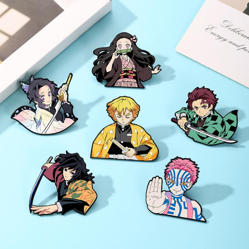 6pcs Demon Slayer Kimetsu No Yaiba Cartoon Brooches