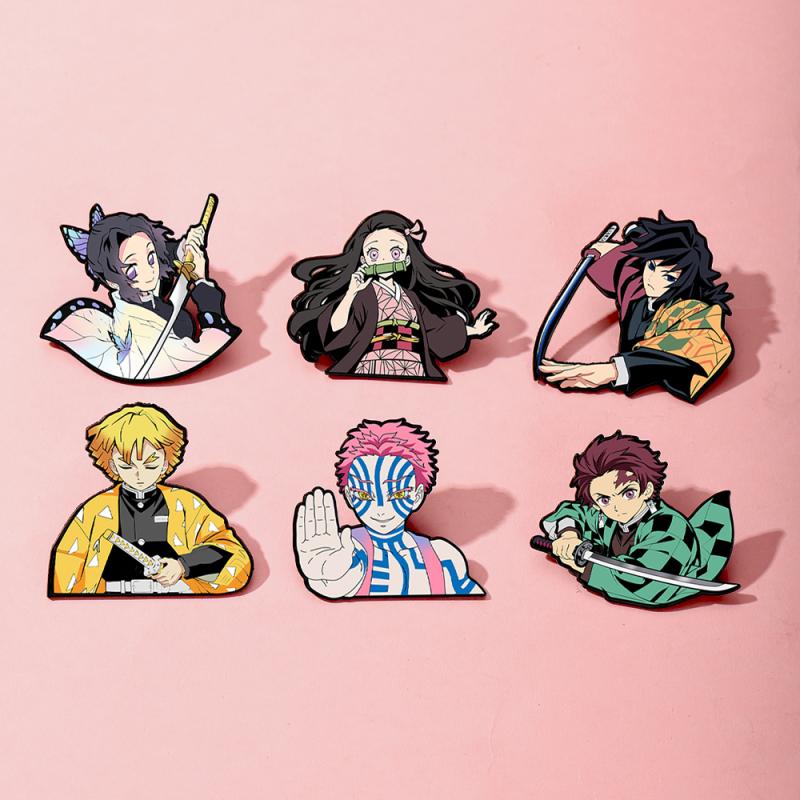 6pcs Demon Slayer Kimetsu No Yaiba Cartoon Brooches