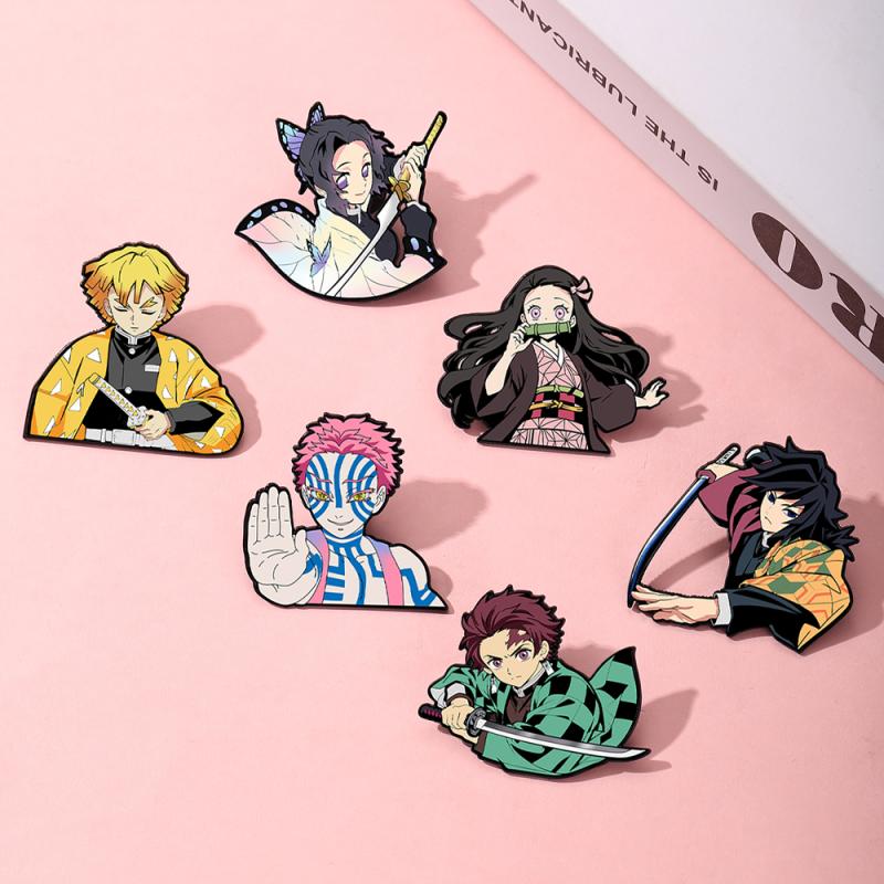 6pcs Demon Slayer Kimetsu No Yaiba Cartoon Brooches