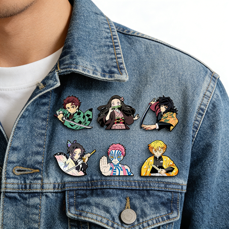 6pcs Demon Slayer Kimetsu No Yaiba Cartoon Brooches