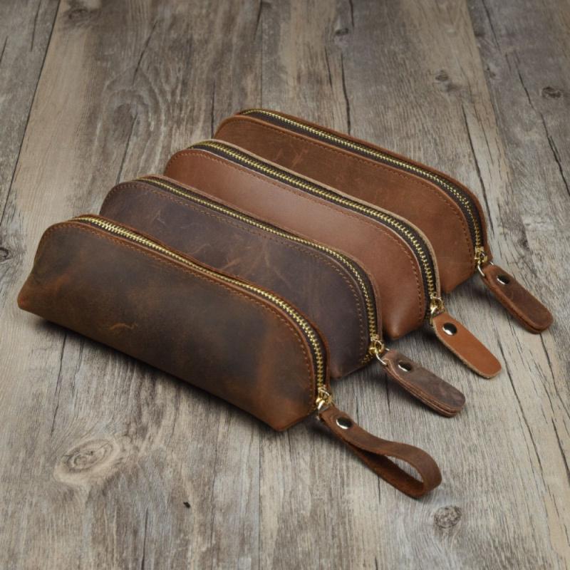 Vintage Leather Pencil Bag