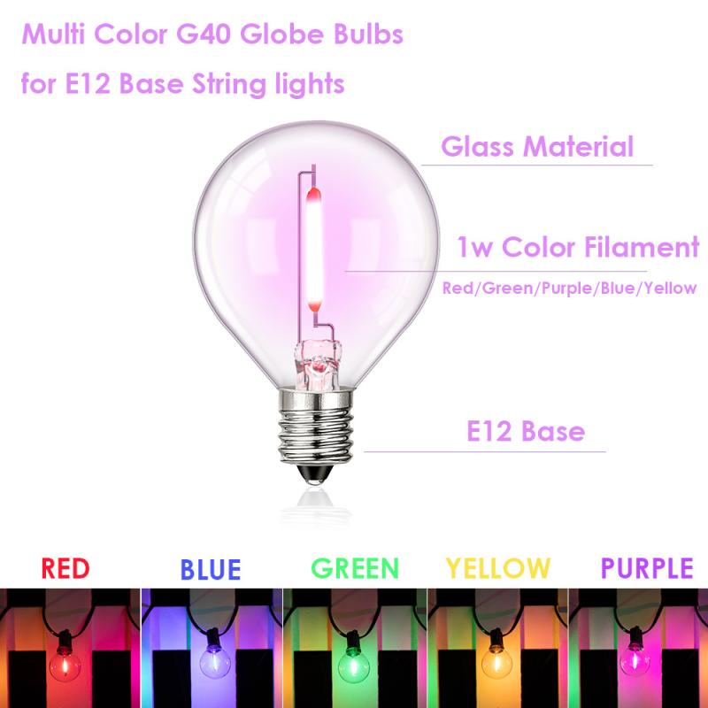 Light Bulb G40 Colored Led String