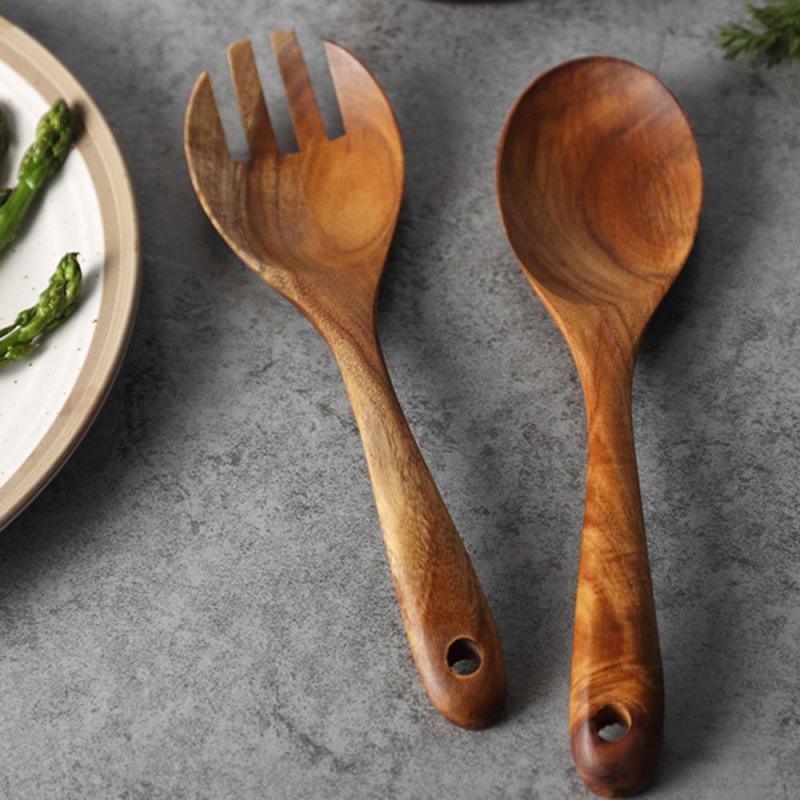 Salad Spoon Fork Wooden Utensils