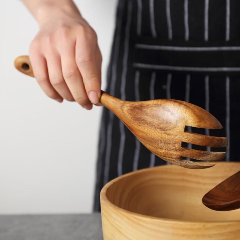 Salad Spoon Fork Wooden Utensils