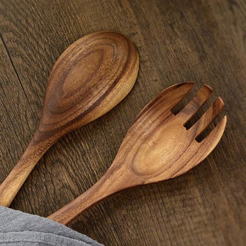 Salad Spoon Fork Wooden Utensils
